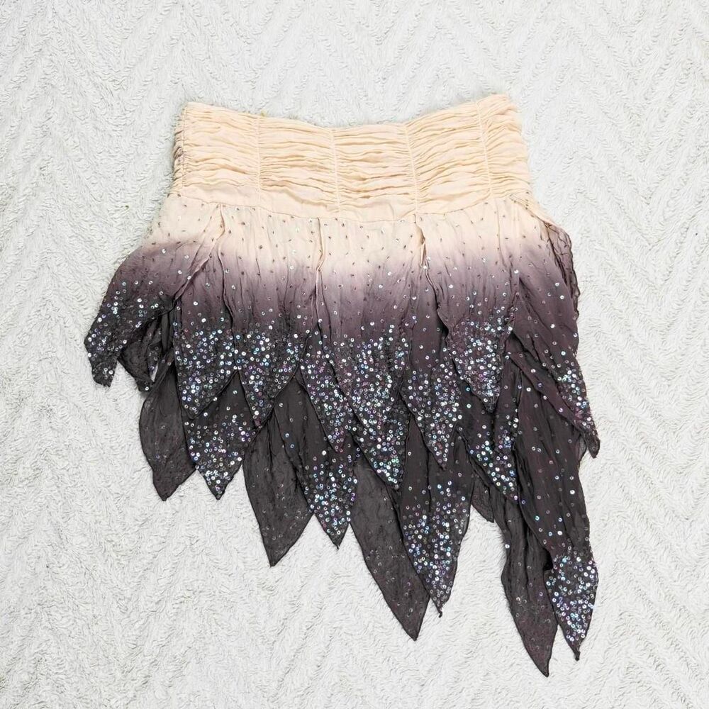 Y2K Bebe Silk Ombré Sequin Fairygoth Skirt